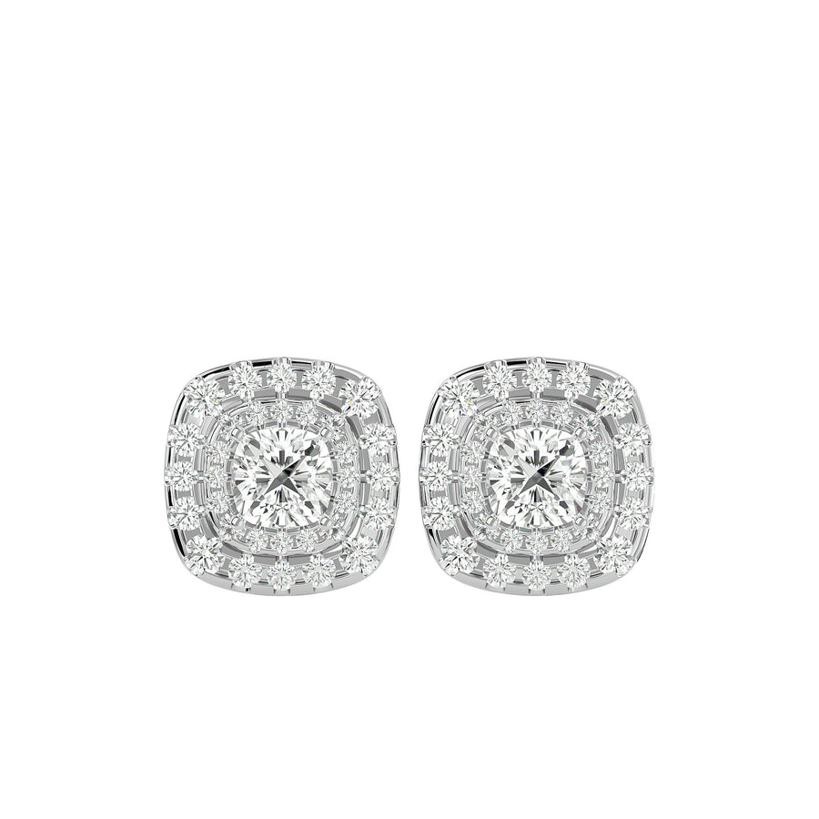 Ursa Cushion Stud Earrings - White Gold - Ice Dazzle - VVX™ Diamond - Solitaire Earrings