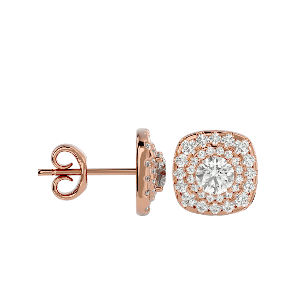 Ursa Round Stud Earrings - Rose Gold - Ice Dazzle - VVX™ Diamond - Solitaire Earrings