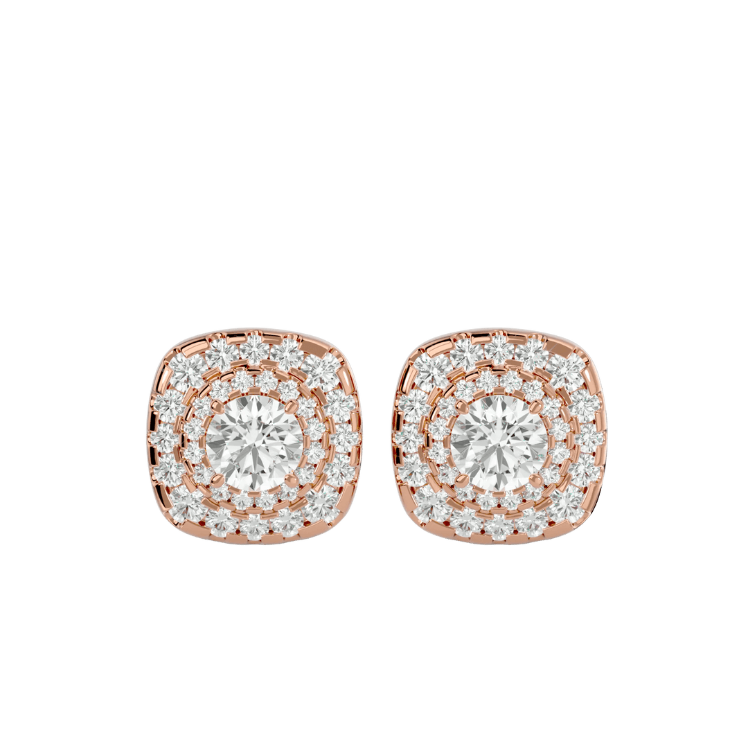 Ursa Round Stud Earrings - Rose Gold - Ice Dazzle - VVX™ Diamond - Solitaire Earrings