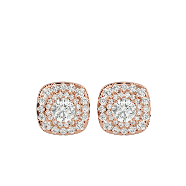 Ursa Round Stud Earrings - Rose Gold - Ice Dazzle - VVX™ Diamond - Solitaire Earrings