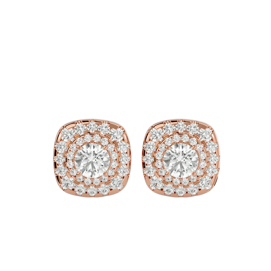 Ursa Round Stud Earrings - Rose Gold - Ice Dazzle - VVX™ Diamond - Solitaire Earrings