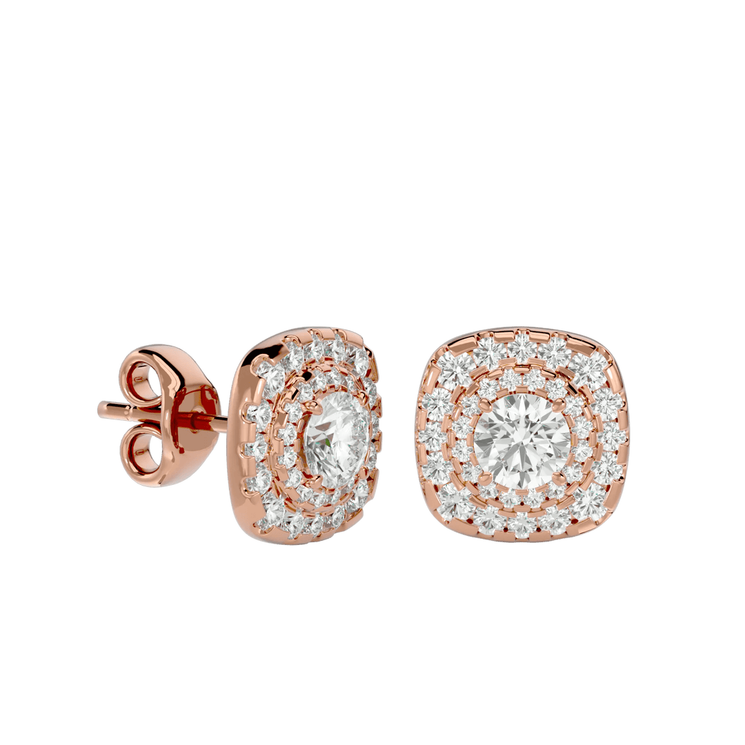 Ursa Round Stud Earrings - Rose Gold - Ice Dazzle - VVX™ Diamond - Solitaire Earrings