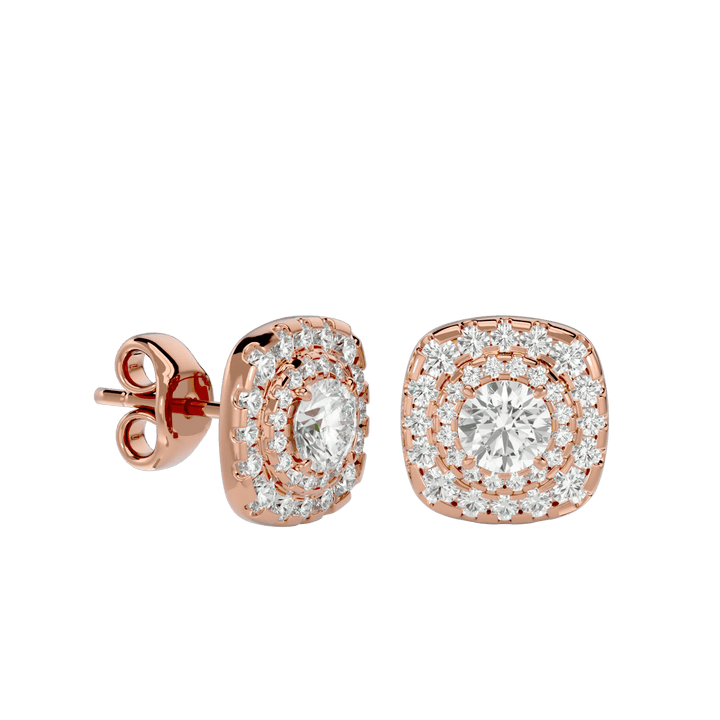 Ursa Round Stud Earrings - Rose Gold - Ice Dazzle - VVX™ Diamond - Solitaire Earrings