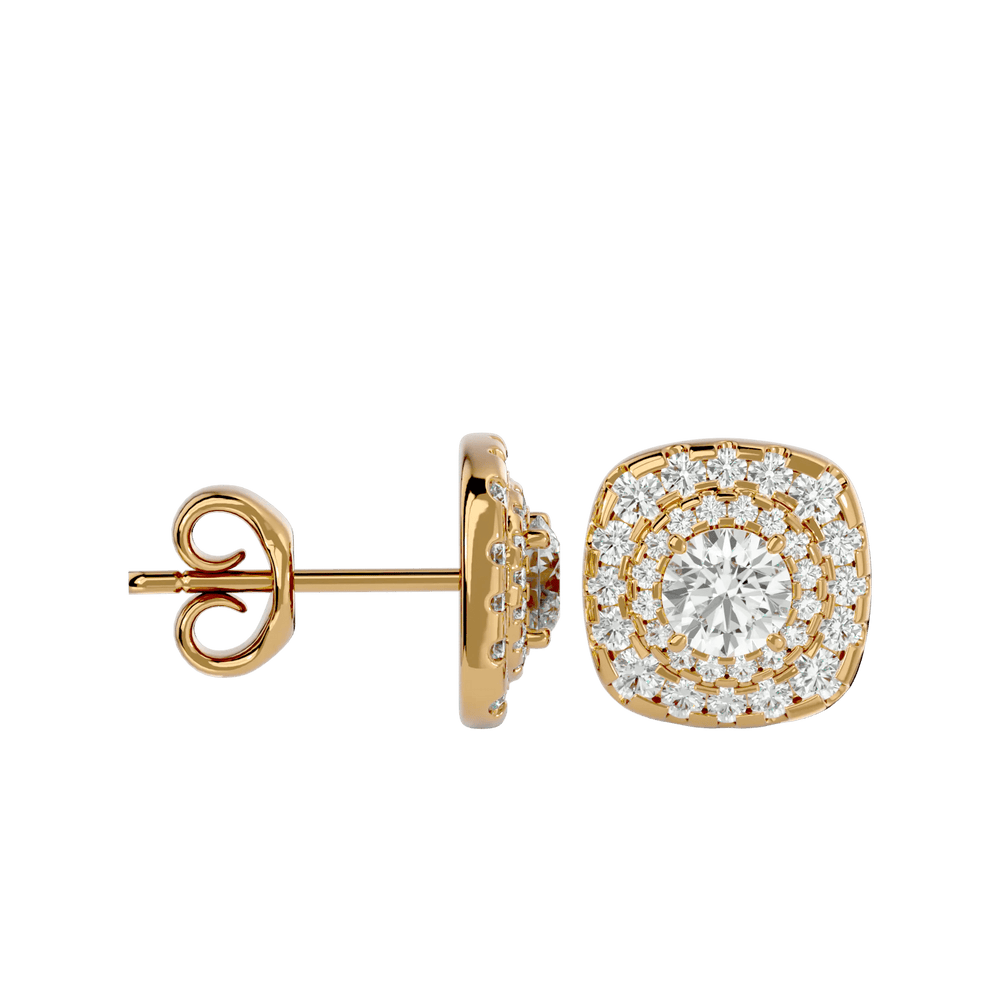Ursa Round Stud Earrings - Yellow Gold - Ice Dazzle - VVX™ Diamond - Solitaire Earrings