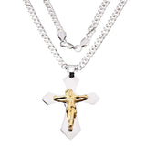 Crucifix Cross Pendant - Sterling Silver & Yellow Gold