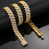 12mm Iced Cuban Link Necklace in Yellow Gold - Ice Dazzle