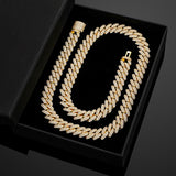 12mm Iced Cuban Link Necklace in Yellow Gold - Ice Dazzle