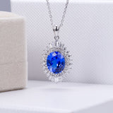 Cobalt Spinel / Lab Grown Diamond Necklace in 18K White Gold (5.97 Ct. Tw.) - Ice Dazzle - VVX™ Lab Diamond - Fashion Pendant