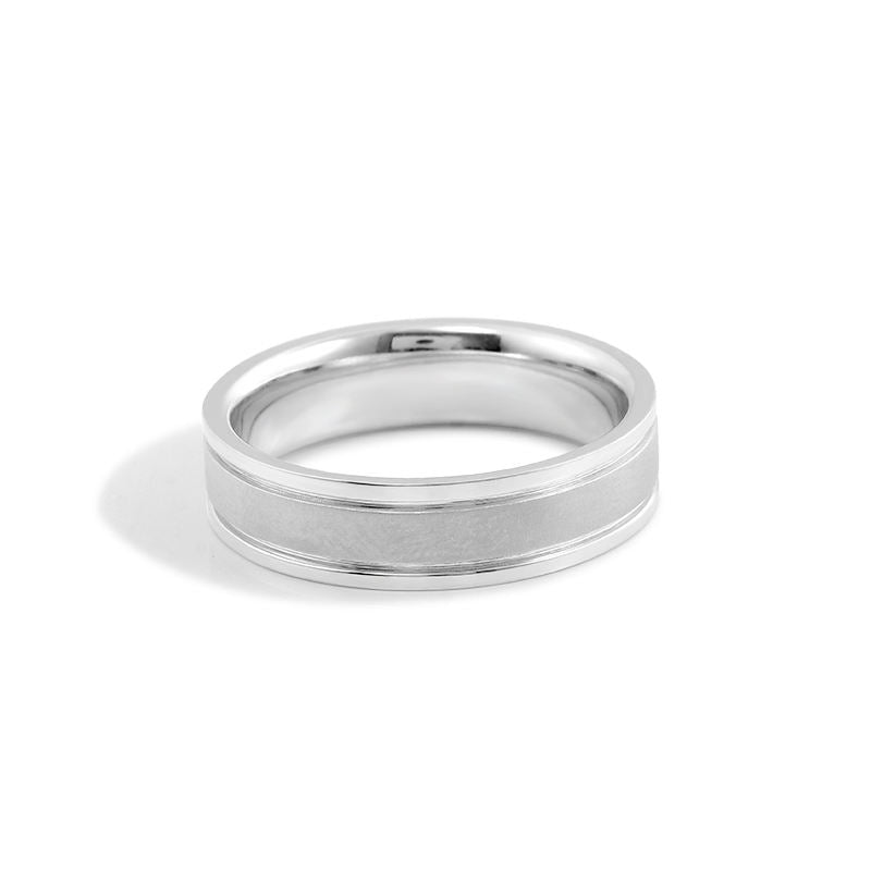 Comfort-Fit Wedding Band for Him Sterling Silver - Ice Dazzle - VVX™ Lab Diamond - Wedding Bands