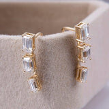 Emerald Cut Moissanite Fashion Earrings in 14K Yellow Gold - Ice Dazzle - SynthaLux™ Moissanite - Fashion Earrings