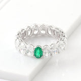 Exquisite Oval Lab Grown Emerald and Diamond Eternity Band (10 ct. tw.) - Ice Dazzle - VVX™ Lab Diamond - Eternity Bands