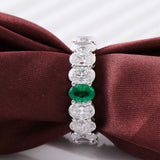 Exquisite Oval Lab Grown Emerald and Diamond Eternity Band (10 ct. tw.) - Ice Dazzle - VVX™ Lab Diamond - Eternity Bands