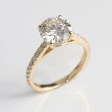Hidden Halo Engagement Ring with 3ct Moissanite in 14K Yellow Gold - Ice Dazzle - SynthaLux™ Moissanite - Engagement Rings