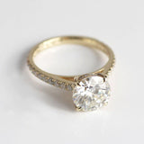 Hidden Halo Engagement Ring with 3ct Moissanite in 14K Yellow Gold - Ice Dazzle - SynthaLux™ Moissanite - Engagement Rings