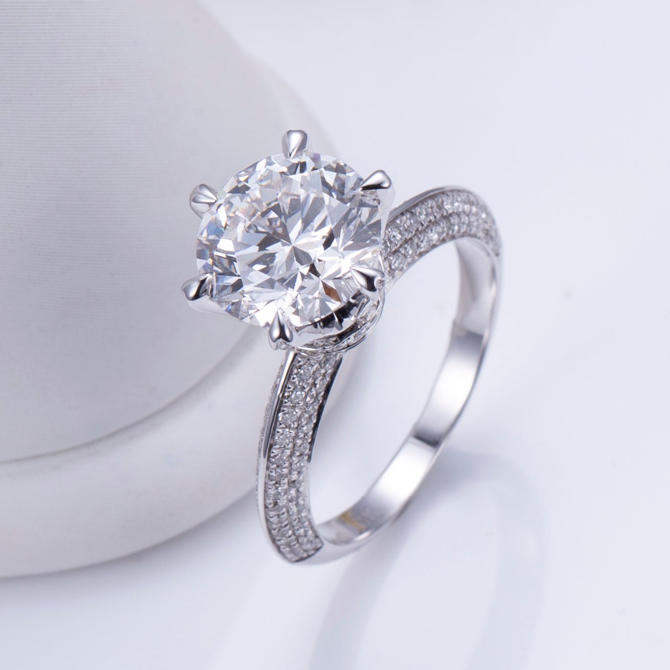 Hidden Halo Engagement Ring with 3ct Round Lab Diamond - Ice Dazzle - VVX™ Lab Diamond - Ring