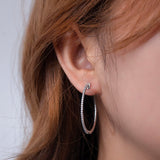 Moissanite Hoop Earrings in 14K White Gold - Ice Dazzle - SynthaLux™ Moissanite - Hoop Earrings