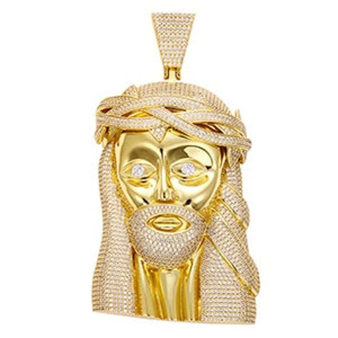 Jesus Designer Pendant in 14K Yellow Gold - Ice Dazzle - VVX™ Lab Diamond - Pendant