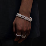 Lab Grown Diamond 16mm Iced Cuban Bracelet in 925 Sterling Silver - Ice Dazzle - VVX™ Lab Diamond - Cuban Bracelet