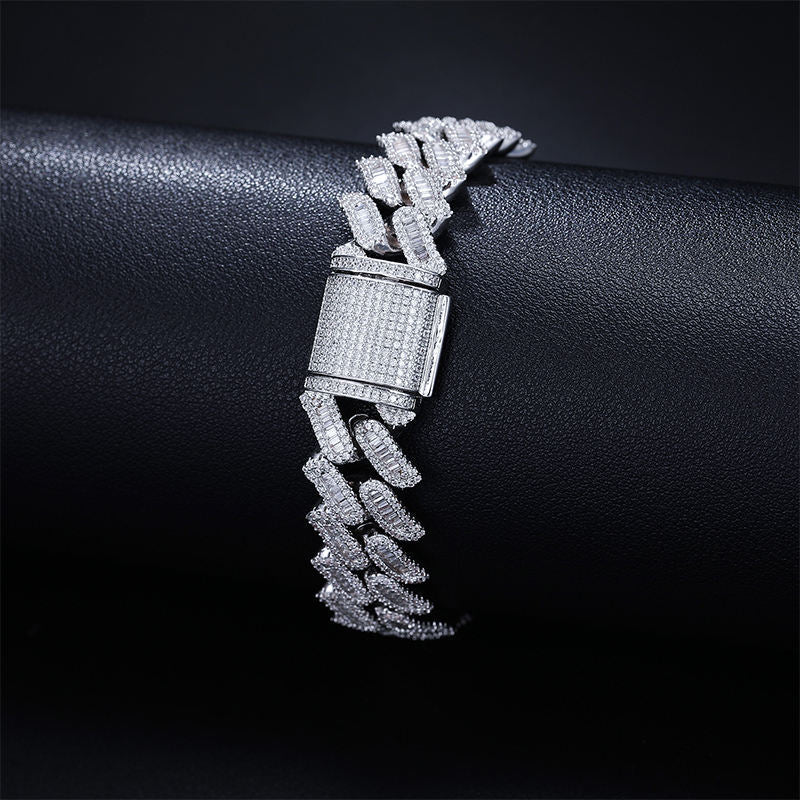 Lab Grown Diamond 16mm Iced Cuban Bracelet in 925 Sterling Silver - Ice Dazzle - VVX™ Lab Diamond - Cuban Bracelet