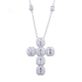 Lab Grown Diamond Asscher Cross Necklace in 14K White Gold (3.18 Ct. Tw.) - Ice Dazzle - VVX™ Lab Diamond - Fashion Necklace