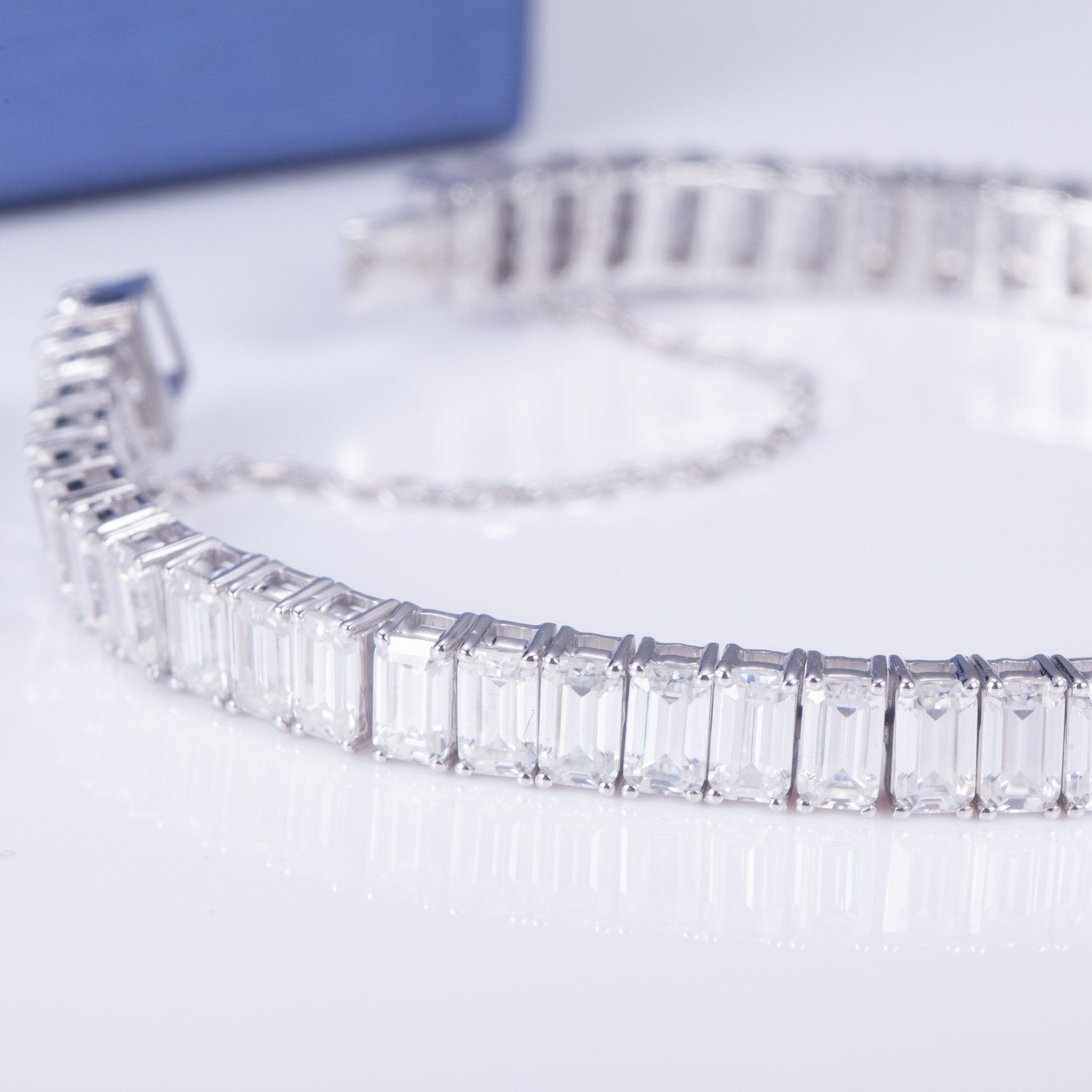 Lab Grown Diamond Baguette Tennis Bracelet in White Gold - Ice Dazzle - VVX™ Lab Diamond - Tennis Bracelet