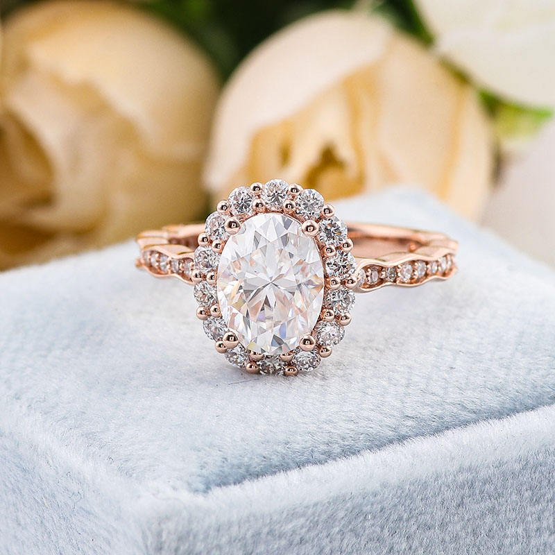 Lab Grown Diamond Oval Cut Engagement Ring in 14K Rose Gold (3 Ct. Tw.) - Ice Dazzle - VVX™ Lab Diamond - Engagement Rings