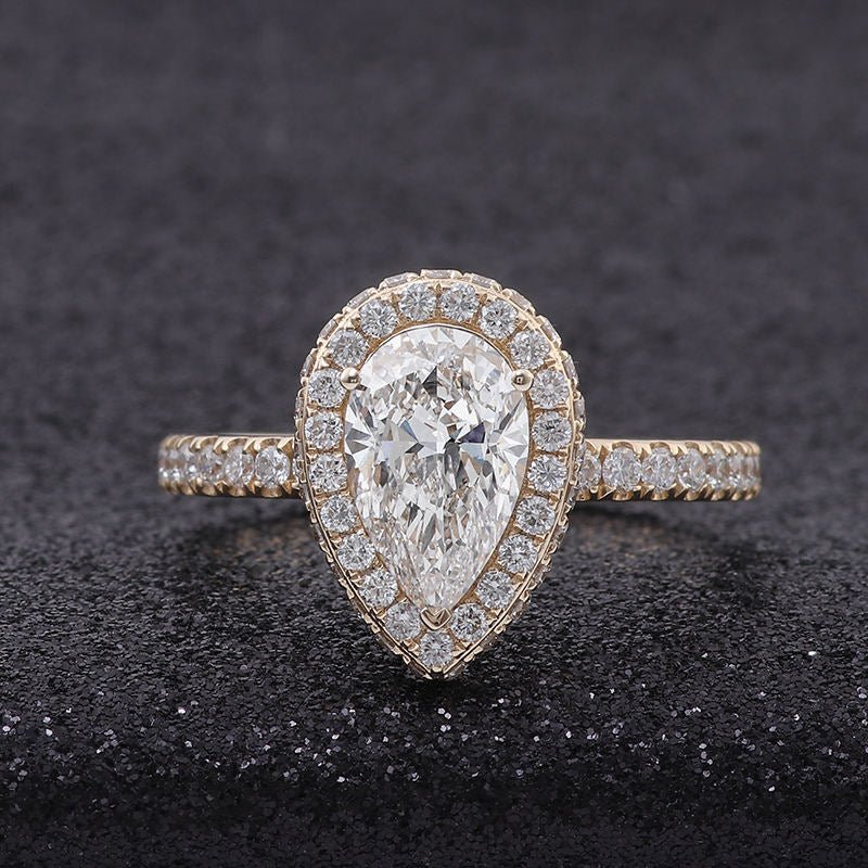 Lab Grown Diamond Pear Engagement Ring in 14K Yellow Gold (1 1/2 Ct. Tw.) - Ice Dazzle - VVX™ Lab Diamond - Engagement Rings