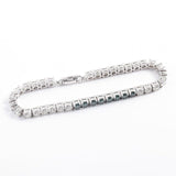 Lab Grown Diamond Tennis Bracelet with Emerald Accents in 14K White Gold (1 Ct. Tw) - Ice Dazzle - VVX™ Lab Diamond - Tennis Bracelet