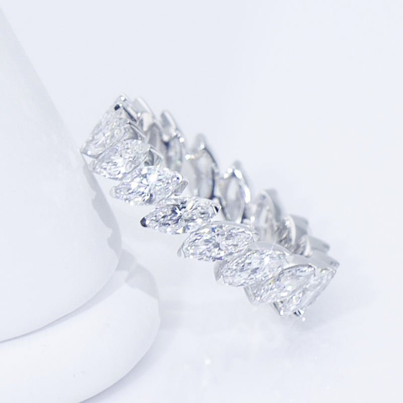 Marquise Lab Grown Diamond Eternity Band in 14K White Gold (3.65 Ct. Tw.) - Ice Dazzle - VVX™ Lab Diamond - Eternity Bands