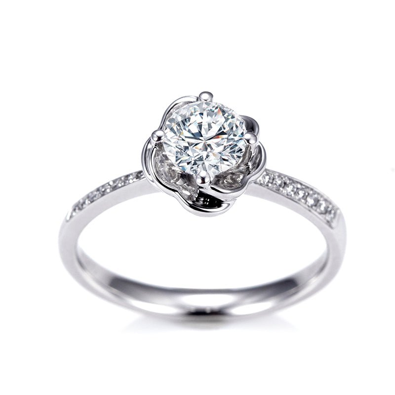 Platinum Rose Ring with 0.5ct Round Lab Diamond - Ice Dazzle - VVX™ Lab Diamond -