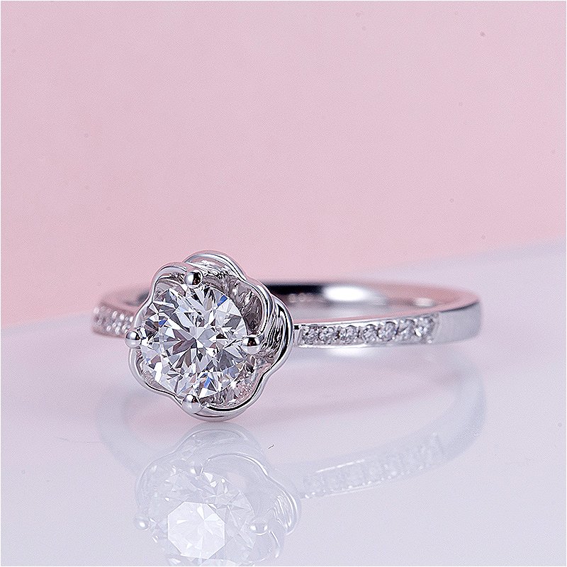 Platinum Rose Ring with 0.5ct Round Lab Diamond - Ice Dazzle - VVX™ Lab Diamond -