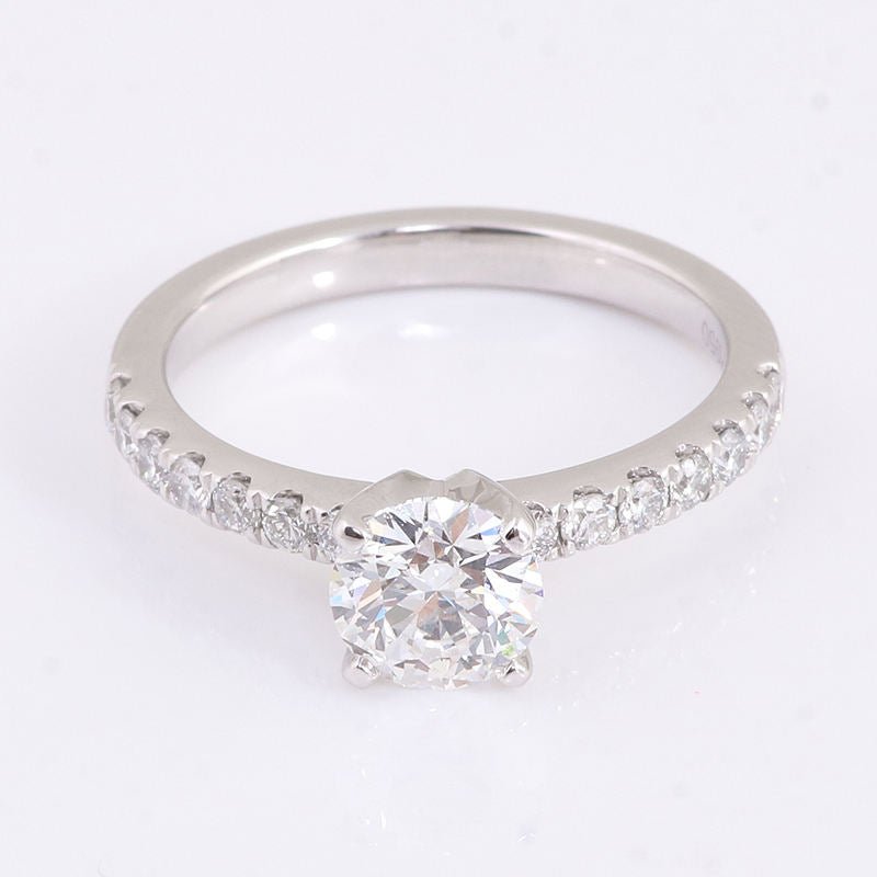 Side Stone Engagement Ring with 1ct Round Lab Diamond - Ice Dazzle - VVX™ Lab Diamond - Engagement Rings