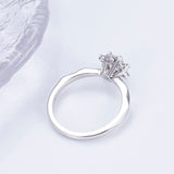 Solitaire Petal Engagement Ring with 1ct Round Lab Diamond in 18K White Gold - Ice Dazzle - VVX™ Lab Diamond - Engagement Rings