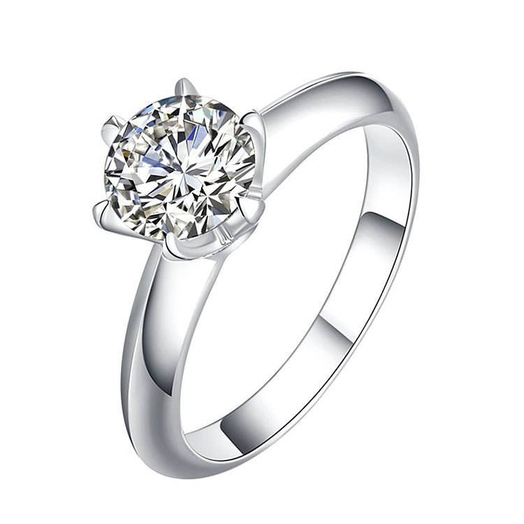 Solitaire Six-Prong Engagement Ring with 1ct Lab Diamond in 18K White Gold - Ice Dazzle - VVX™ Lab Diamond - Solitaire Engagement Rings