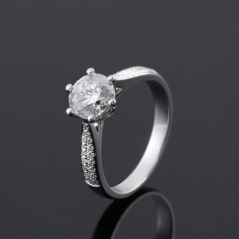 Special Pinch Pave Engagement Ring with 1ct Round Lab Diamond - Ice Dazzle - VVX™ Lab Diamond - Engagement Rings