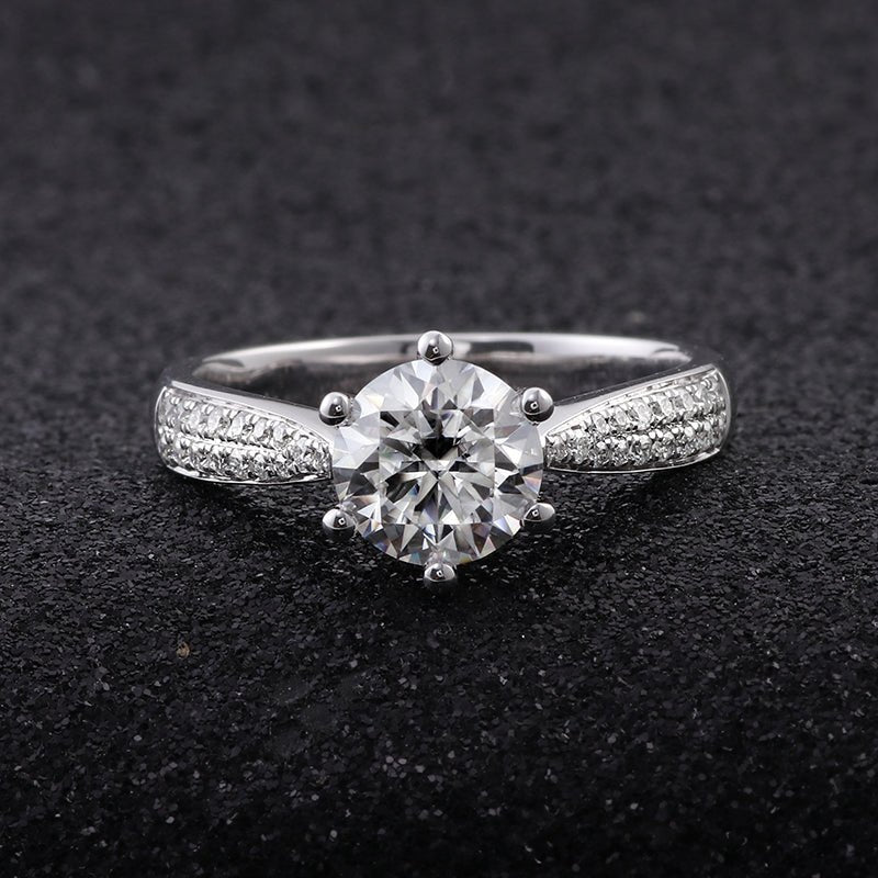 Special Pinch Pave Engagement Ring with 1ct Round Lab Diamond - Ice Dazzle - VVX™ Lab Diamond - Engagement Rings