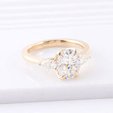 Three Stone Engagement Ring with 1 1/2 ct. Oval Lab Diamond - Ice Dazzle - VVX™ Lab Diamond - Engagement Rings
