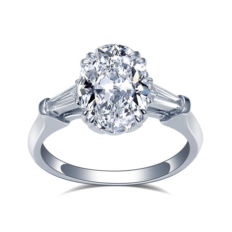 Three Stone Engagement Ring with 1 7/8 ct Oval Lab Diamond - Ice Dazzle - VVX™ Lab Diamond - Engagement Rings
