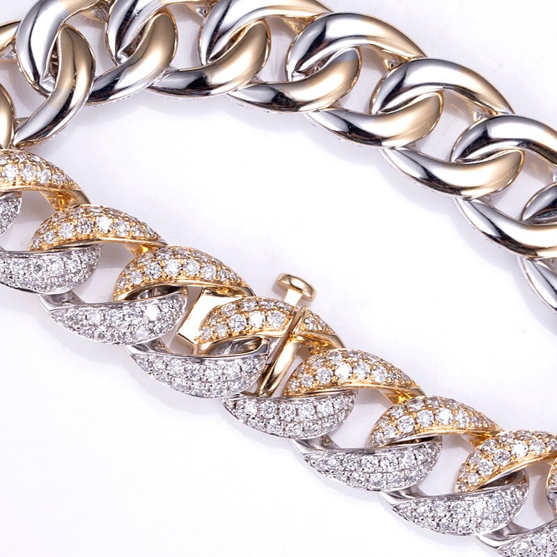 Two-Tone Lab Diamond Cuban Chain Bracelet - Ice Dazzle - VVX™ Lab Diamond - Cuban Bracelet