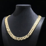 UltraLux™ Miami Brilliance - 12mm Accenture Link Cuban Necklace - 14K Gold Vermeil - Ice Dazzle - UltraLux™ Moissanite - Cuban Necklace