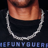 UltraLux™ Miami Brilliance - 12mm Barbed Maverick Cuban Chain Necklace - 14K Gold Vermeil - Ice Dazzle - UltraLux™ Moissanite - Cuban Necklace
