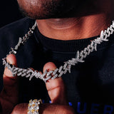 UltraLux™ Miami Brilliance - 12mm Barbed Maverick Cuban Chain Necklace - 14K Gold Vermeil - Ice Dazzle - UltraLux™ Moissanite - Cuban Necklace