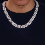 VVS Moissanite 14mm Miami Cuban Necklace in 14K Gold Vermeil - Ice Dazzle - SynthaLux™ Moissanite - Cuban Necklace