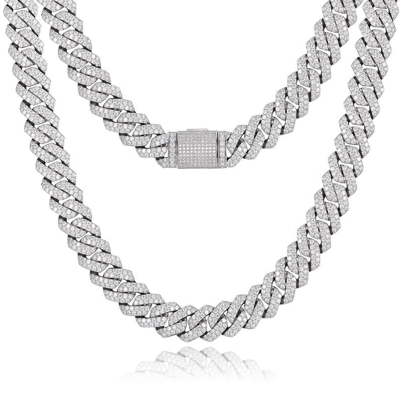 VVS Moissanite 19mm Iced Miami Cuban Necklace in 14K Gold Vermeil - Ice Dazzle - SynthaLux™ Moissanite - Cuban Necklace
