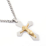 VVX™ Divine Brilliance - Crucifix Cross Pendant - 925 Silver & 14K Gold