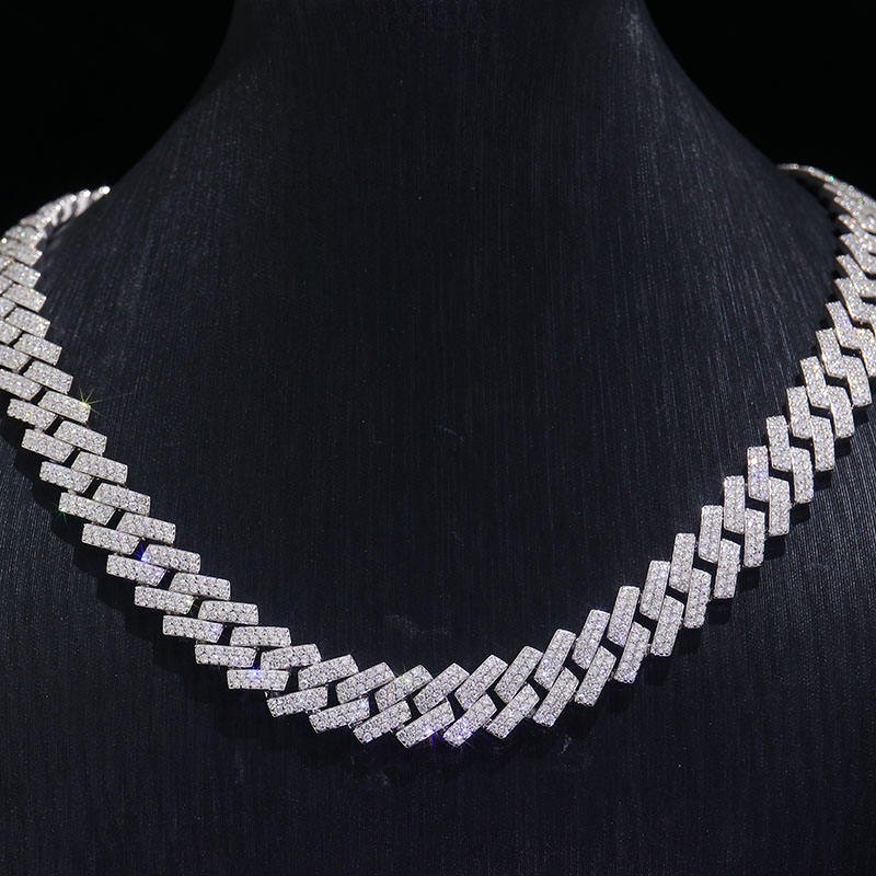 VVX™ Miami Brilliance - 12mm Cuban Chain Necklace - 10K White Gold - Ice Dazzle - VVX™ Lab Diamond - Cuban Necklace