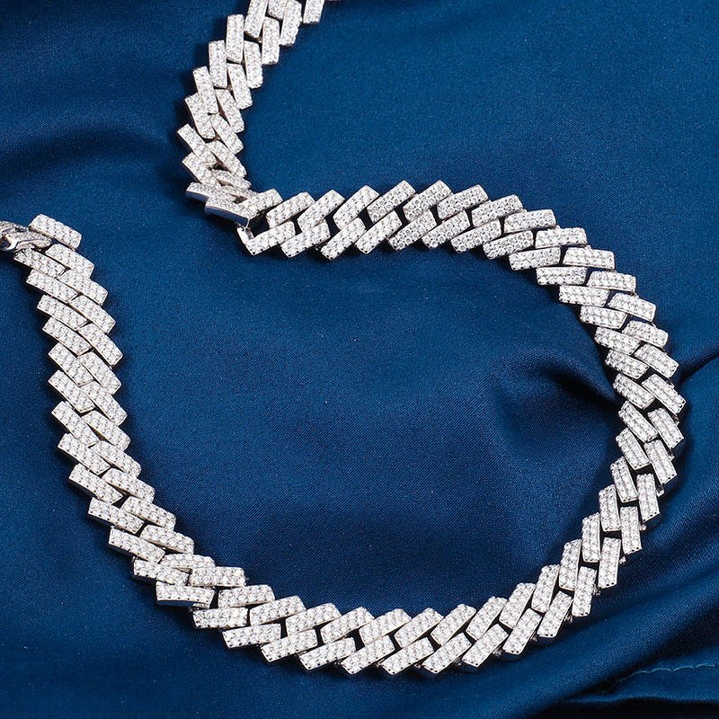 VVX™ Miami Brilliance - 12mm Cuban Chain Necklace - 10K White Gold - Ice Dazzle - VVX™ Lab Diamond - Cuban Necklace